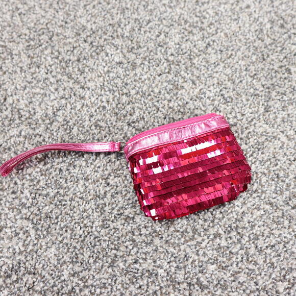 Y2K Aéropostale Hot Pink Sequin Coin Purse Clutch Wristlet - Picture 2 of 7